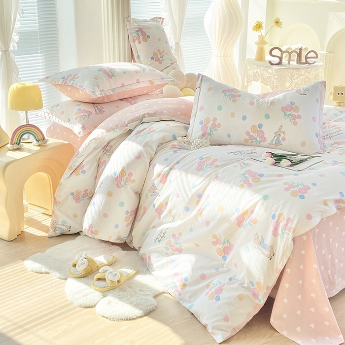 91家纺网 家纺一手货源 找家纺 珂博家纺 2024新款轻柔感全棉印花单全棉被套 玉兔东升