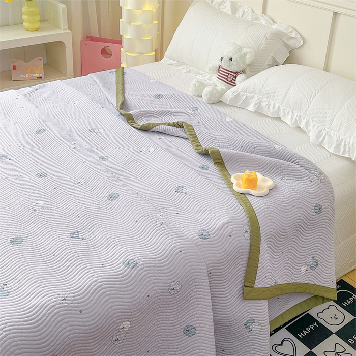 91家纺网 家纺一手货源 找家纺 OL家纺 2024新款单品天丝双面直角床盖 南瓜贝贝-灰