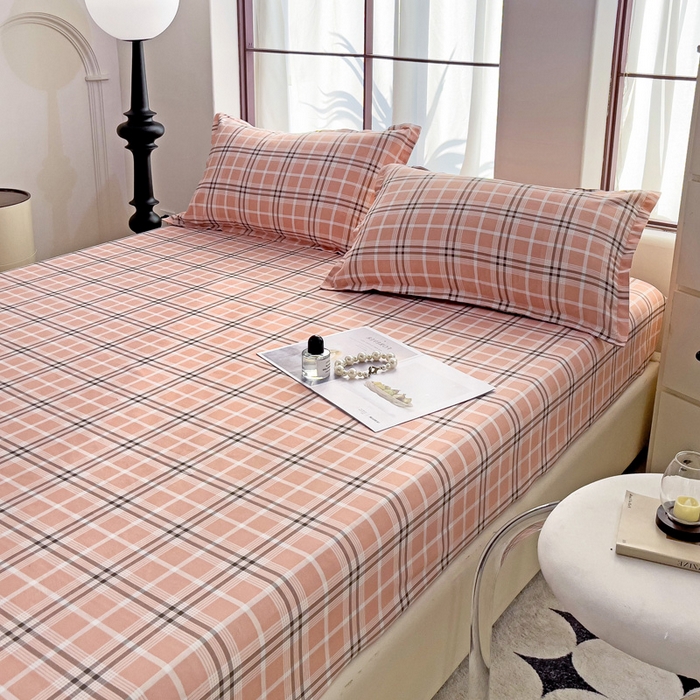 91家纺网 家纺一手货源 找家纺 好亿来家纺 2025新款亲肤磨毛单层床笠 暖阳-粉