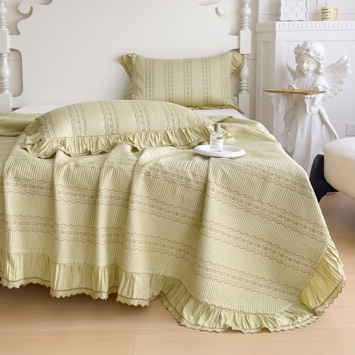 91家纺网 家纺一手货源 找家纺 OL家纺2024新款丝韵双面天丝床盖三件套 丝韵-嫩芽黄