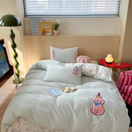 91家纺网 家纺一手货源 找家纺 （总）柚子YOUTH 2024新款40支全棉水洗棉印+绣跑量款四件套