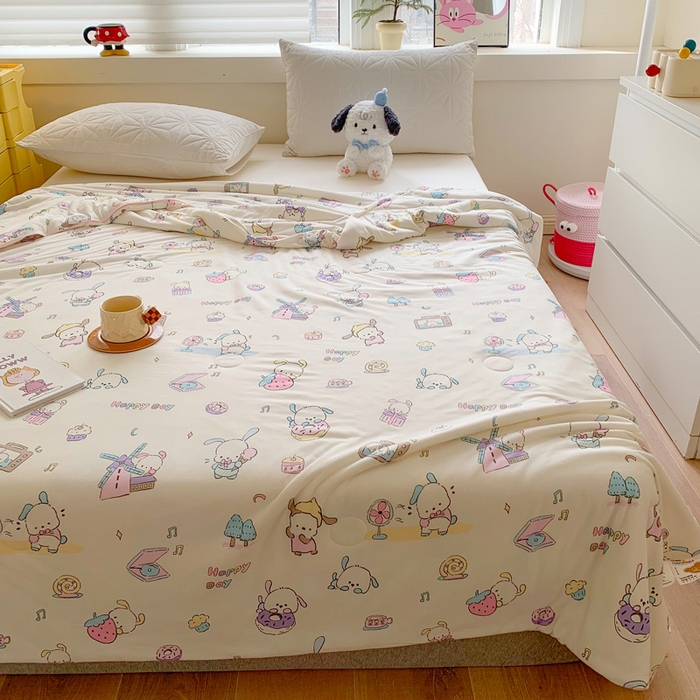 91家纺网 家纺一手货源 找家纺 澳萝拉 2024新款A类针织印花夏被 甜心大耳狗