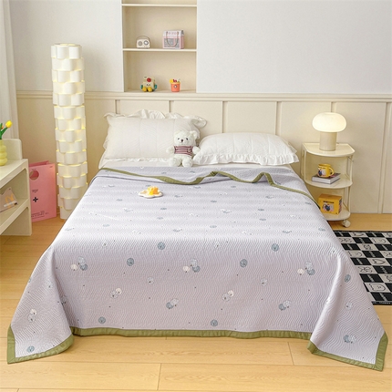 91家纺网 家纺一手货源 找家纺 OL家纺 2024新款单品天丝双面直角床盖 南瓜贝贝-灰