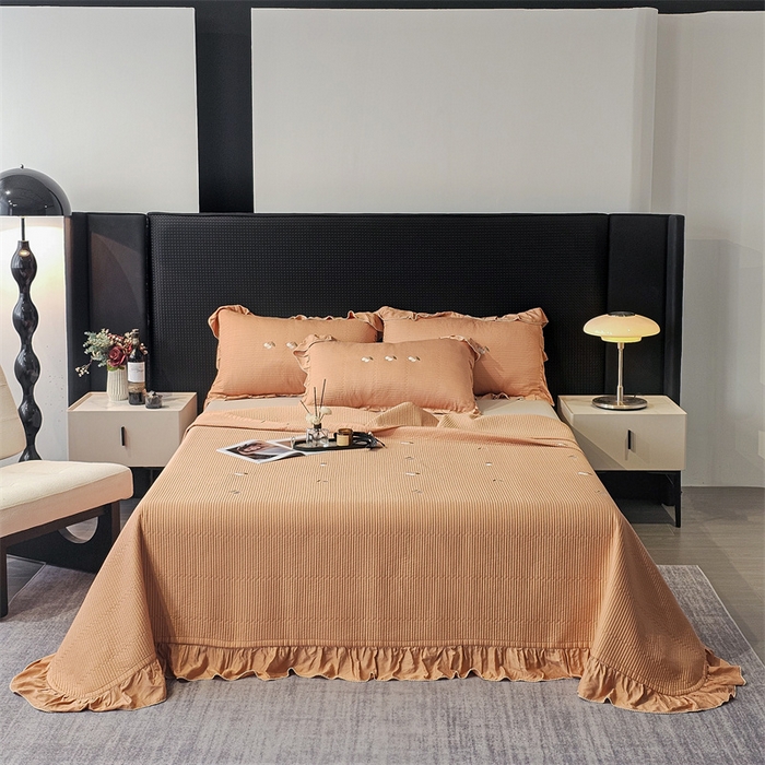 91家纺网 家纺一手货源 找家纺 2024新款OL家纺樱桃物语双面天丝三件套 栗咖