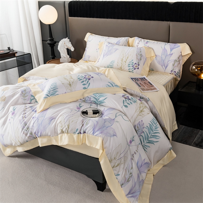 91家纺网 家纺一手货源 找家纺 OL家纺 2024新款天丝四件套 曼枝-白