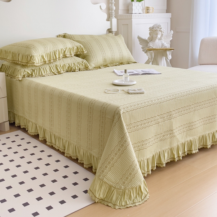 91家纺网 家纺一手货源 找家纺 OL家纺2024新款丝韵双面天丝床盖三件套 丝韵-嫩芽黄