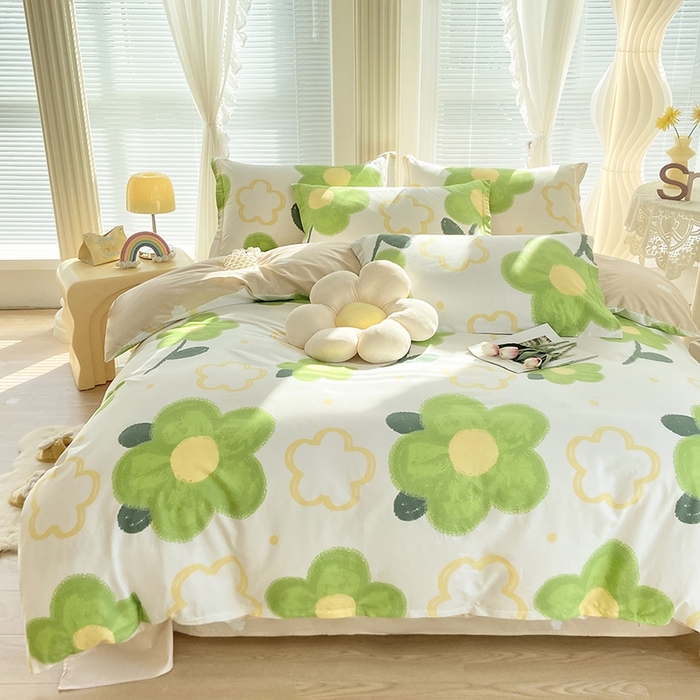 91家纺网 家纺一手货源 找家纺 珂博家纺 2024新款轻柔感全棉印花单品四件套系列-单床单单床笠 春色满园