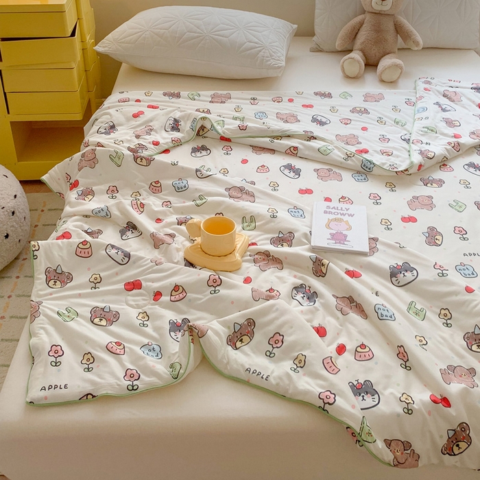 91家纺网 家纺一手货源 找家纺 澳萝拉 2024新款A类针织印花夏被 萌宠甜心