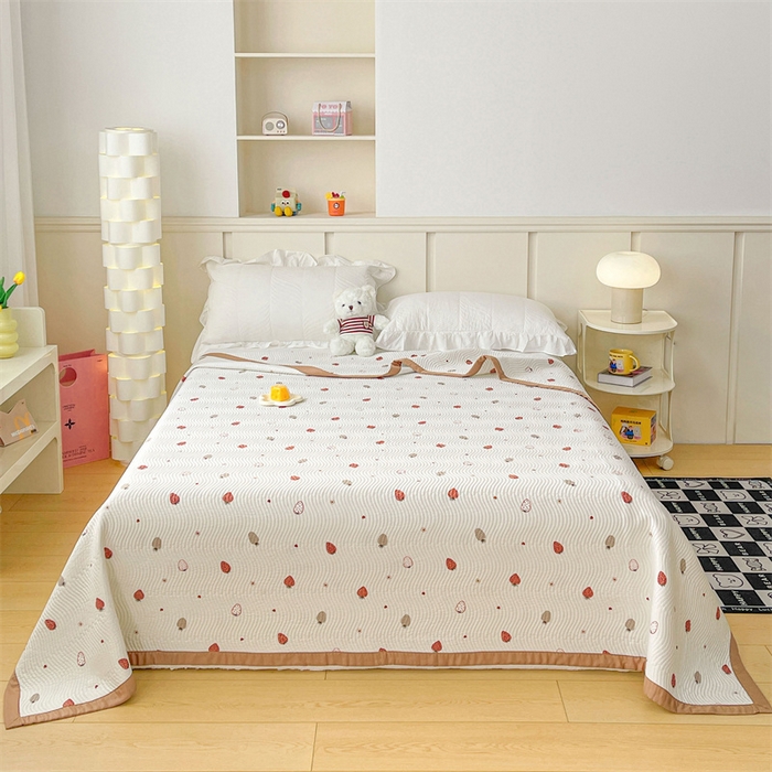 91家纺网 家纺一手货源 找家纺 OL家纺 2024新款单品天丝双面直角床盖 芝芝莓莓-米