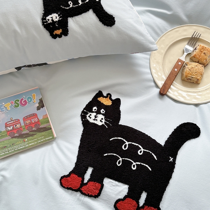 91家纺网 家纺一手货源 找家纺 柚子YOUTH 2024新款40支全棉水洗棉印+绣跑量款四件套 喵喵酱