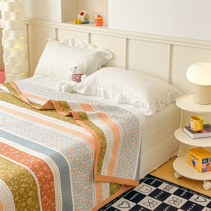 91家纺网 家纺一手货源 找家纺 OL家纺 2024新款单品天丝双面直角床盖 复古情怀