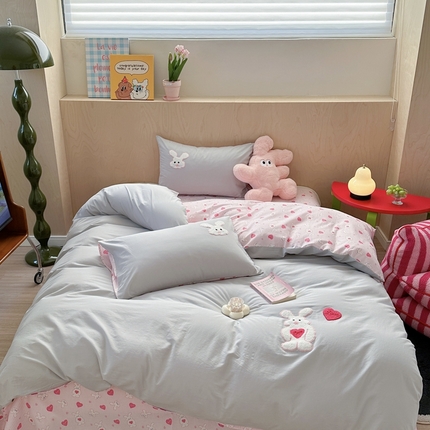 91家纺网 家纺一手货源 找家纺 （总）柚子YOUTH 2024新款40支全棉水洗棉印+绣跑量款四件套