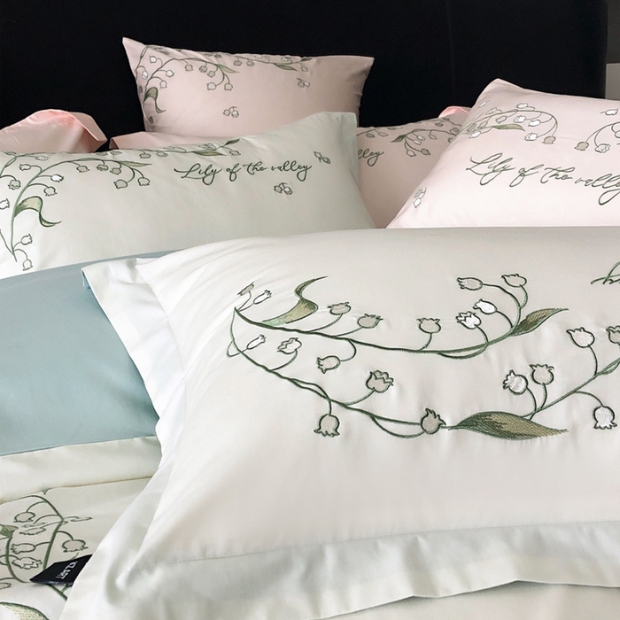 91家纺网 家纺一手货源 找家纺 卡姿 2024春夏优雅刺绣—微风铃兰 微风铃兰白