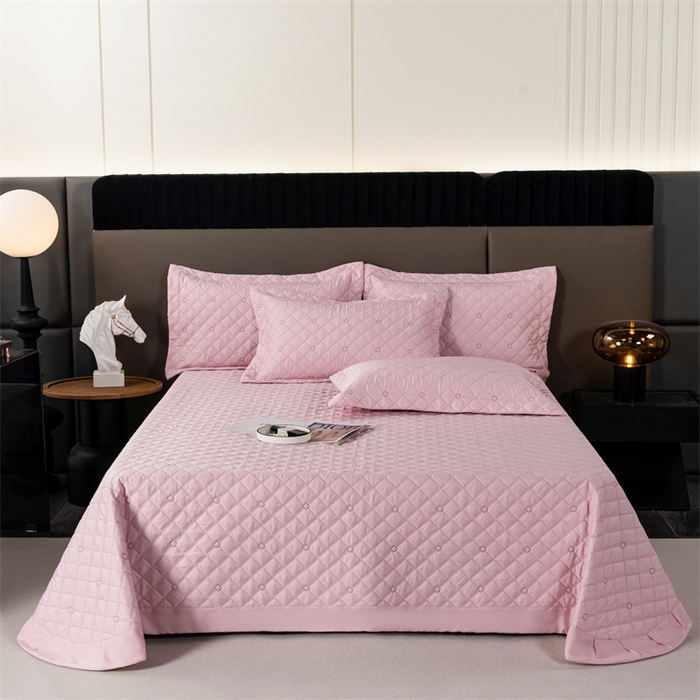 91家纺网 家纺一手货源 找家纺 OL家纺  2023新款单品天丝纯色床盖 粉色