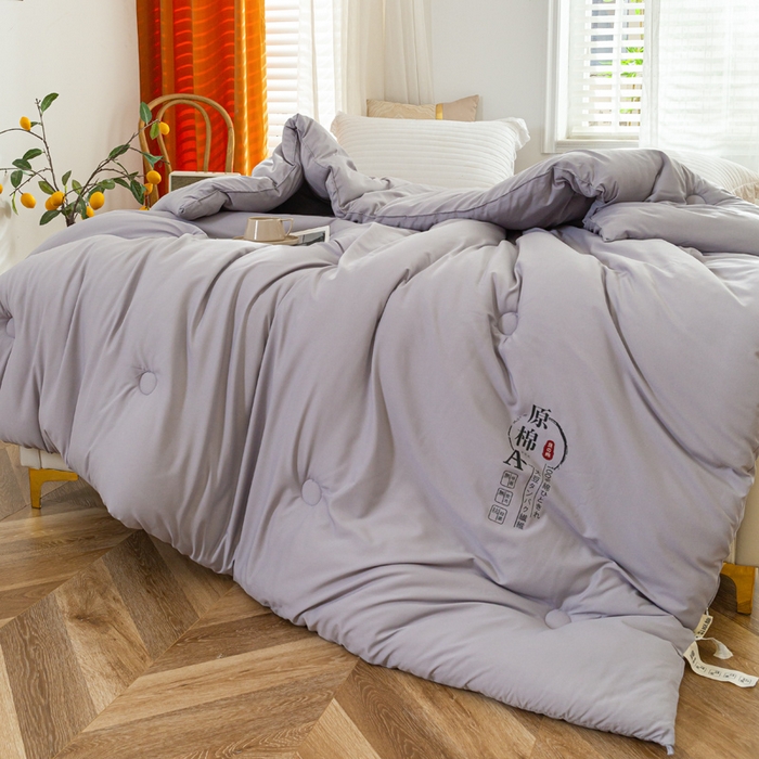 91家纺网 家纺一手货源 找家纺 居易简  2025新款供直播水洗棉大豆纤维春秋被夏被子被芯 灰色