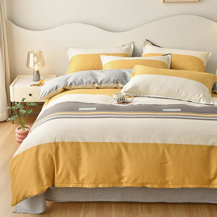 91家纺网 家纺一手货源 找家纺 珂博家纺 2024新款轻柔感全棉印花单品四件套系列-单床单单床笠 泰晤士灰