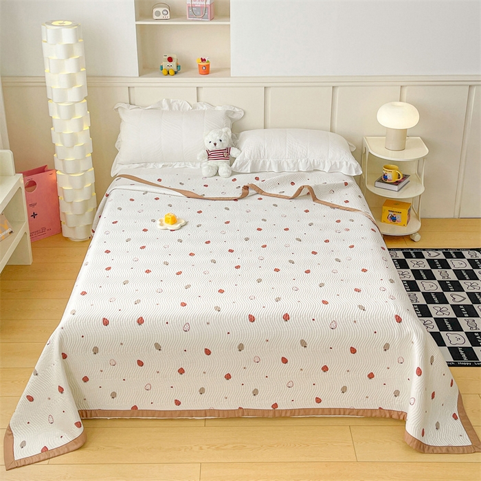 91家纺网 家纺一手货源 找家纺 OL家纺 2024新款单品天丝双面直角床盖 芝芝莓莓-米