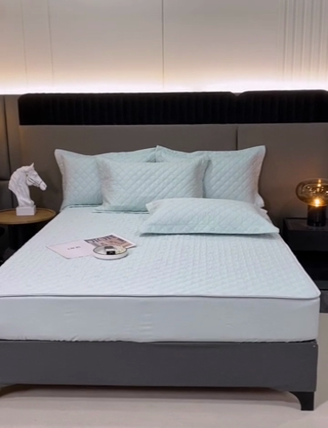 91家纺网 家纺一手货源 找家纺 OL家纺 2024新款单品天丝纯色床笠 天蓝