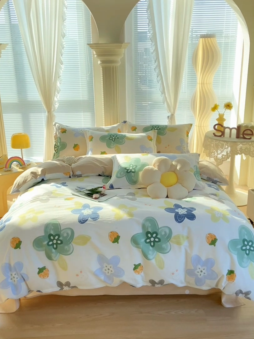 91家纺网 家纺一手货源 找家纺 珂博家纺 2024新款轻柔感全棉印花单全棉被套 春暖花开