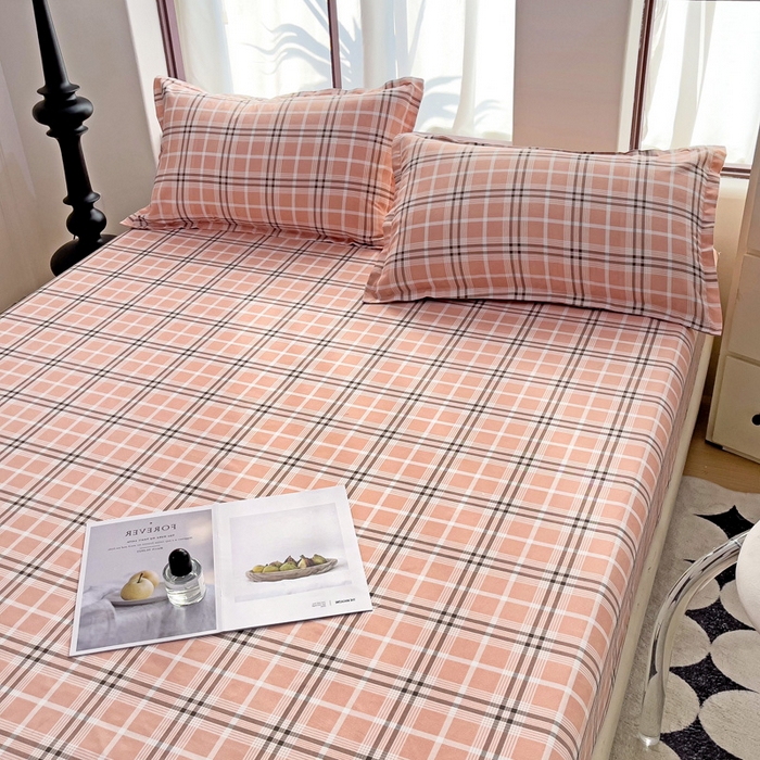 91家纺网 家纺一手货源 找家纺 好亿来家纺 2025新款亲肤磨毛单层床笠 暖阳-粉