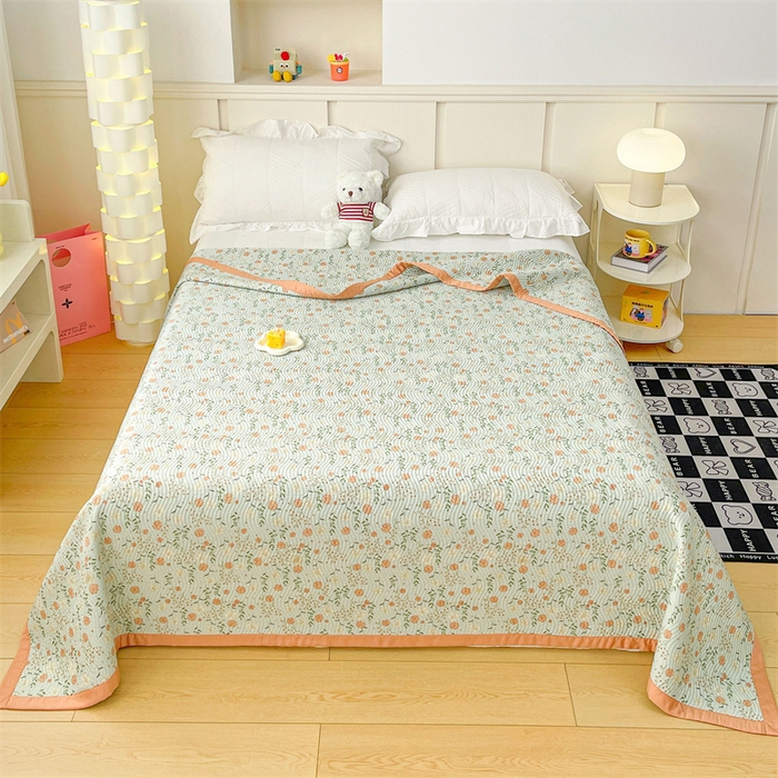 91家纺网 家纺一手货源 找家纺 OL家纺 2024新款单品天丝双面直角床盖 简兮-绿
