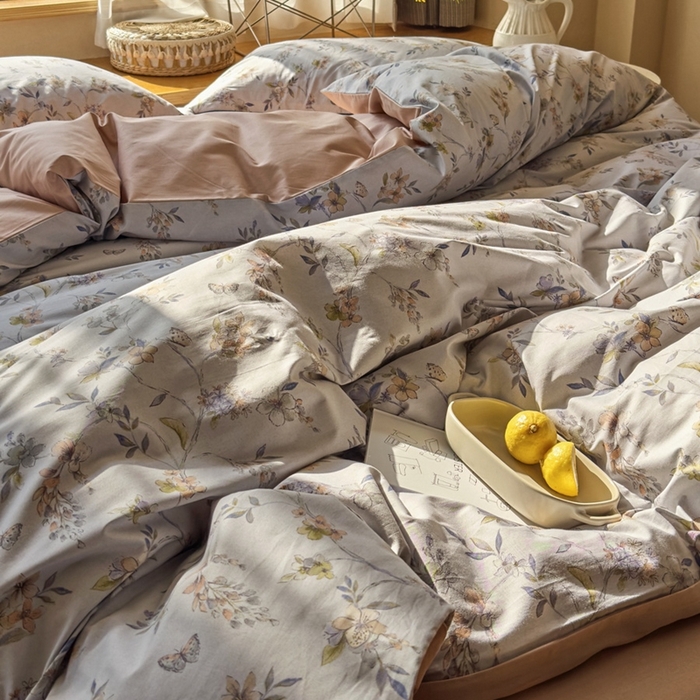 91家纺网 家纺一手货源 找家纺 由丽 2025新款2月全工艺柔棉全棉印花三件套四件套有床笠款 望舒-蓝