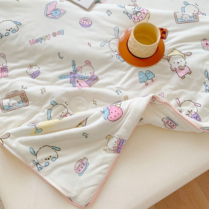 91家纺网 家纺一手货源 找家纺 澳萝拉 2024新款A类针织印花夏被 甜心大耳狗