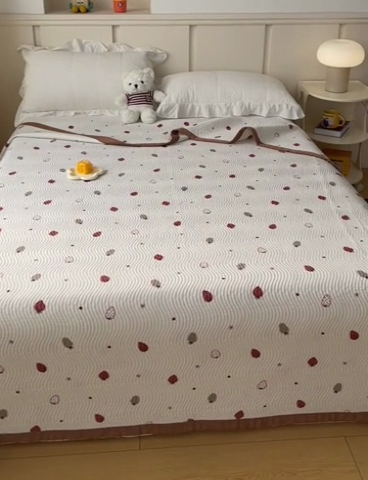 91家纺网 家纺一手货源 找家纺 OL家纺 2024新款单品天丝双面直角床盖 芝芝莓莓-米