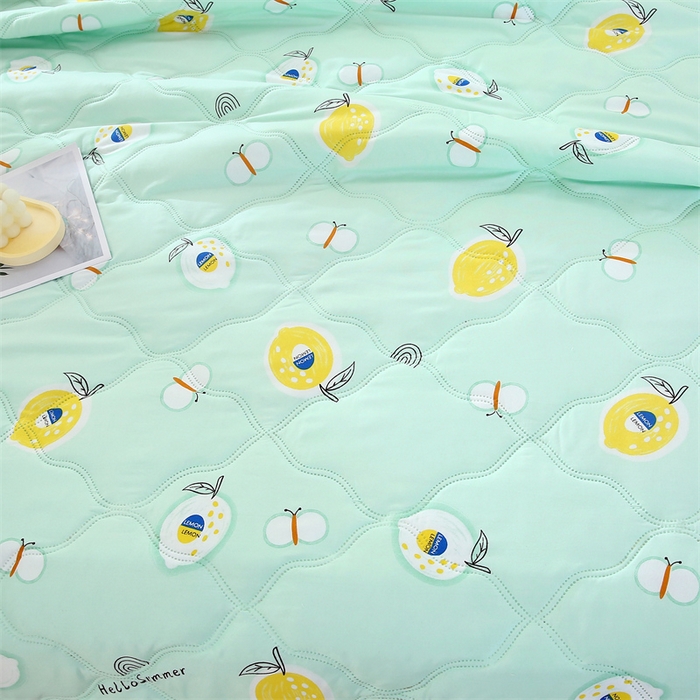 91家纺网 家纺一手货源 找家纺 爱派 2024直播爆款印花水洗棉夏被夏凉被空调被被子被芯 夏日柠檬