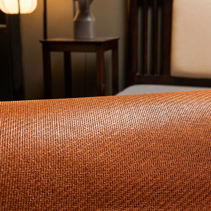 91家纺网 家纺一手货源 找家纺 青雅席业 2025新款半包印尼藤艾草无纺布席 艾草-红棕