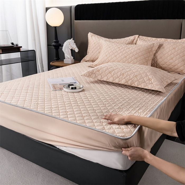 91家纺网 家纺一手货源 找家纺 OL家纺 2024新款单品天丝纯色床笠 驼色