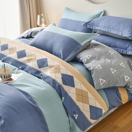 珂博家纺 2024新款轻柔感全棉印花纯棉四件套 青山如黛