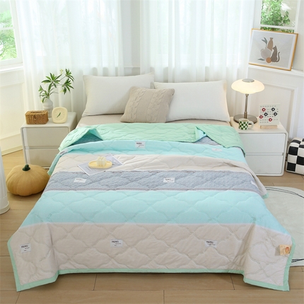 爱派 2024直播爆款印花水洗棉夏被夏凉被空调被被子被芯 简约条纹