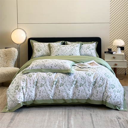 91家纺网 家纺一手货源 找家纺 （总）蓝米卡夫 2024新品-A类100支全棉活性数码拼角款-繁花系列