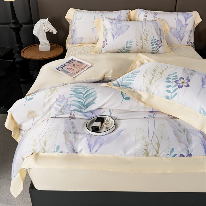 91家纺网 家纺一手货源 找家纺 OL家纺 2024新款天丝四件套 曼枝-白