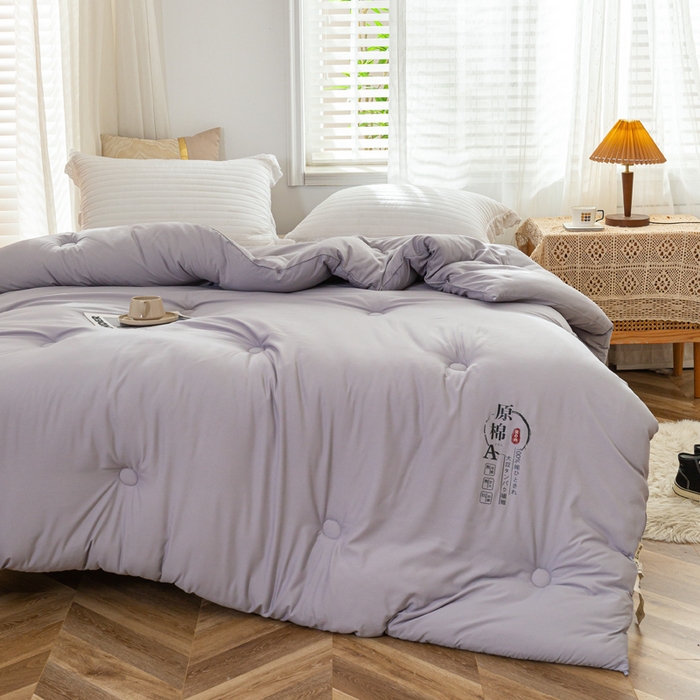 91家纺网 家纺一手货源 找家纺 居易简  2025新款供直播水洗棉大豆纤维春秋被夏被子被芯 灰色