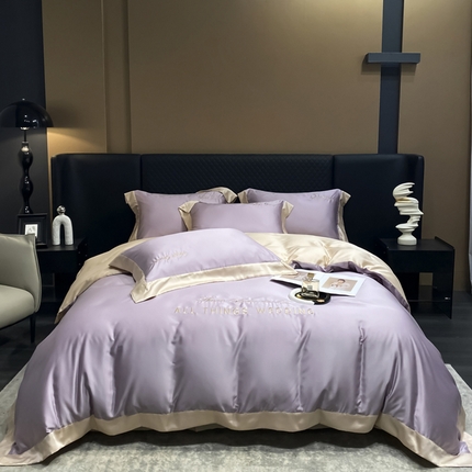 91家纺网 家纺一手货源 找家纺 （总）优悦生活馆 2024新款永恒款冰丝刺绣四件套-风格二