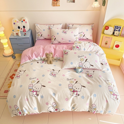 91家纺网 家纺一手货源 找家纺 （总）三朵 2024年全棉简单款三丽鸥系列四件套