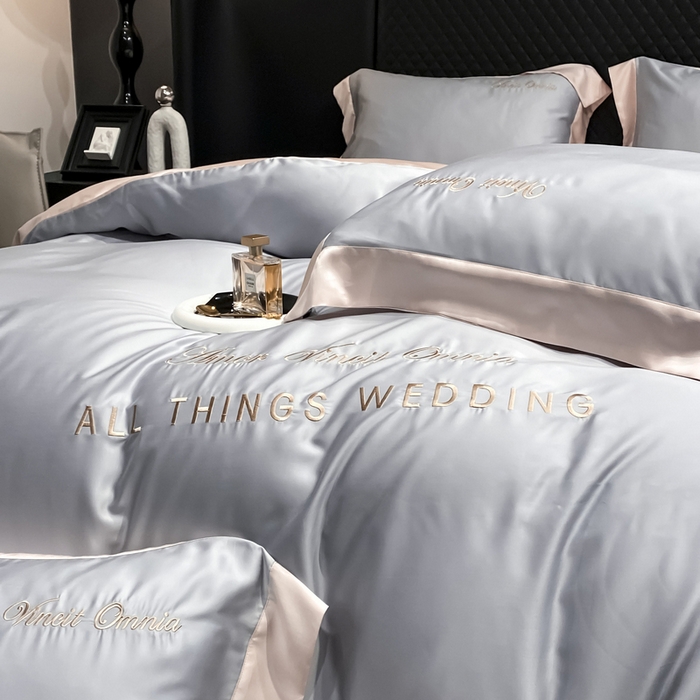 91家纺网 家纺一手货源 找家纺 （总）优悦生活馆 2024新款永恒款冰丝刺绣四件套-风格二