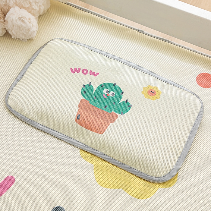 91家纺网 家纺一手货源 找家纺 欣品希家纺 2024新款A类冰丝印花儿童凉席三件套 仙人掌