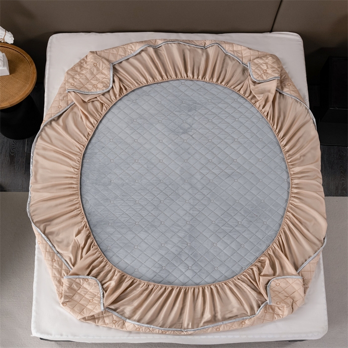 91家纺网 家纺一手货源 找家纺 OL家纺 2024新款单品天丝纯色床笠 驼色