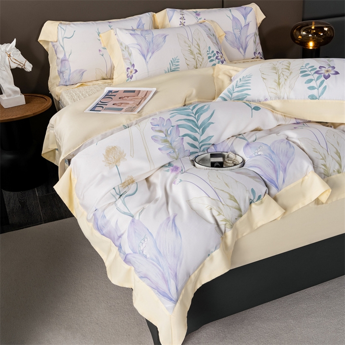 91家纺网 家纺一手货源 找家纺 OL家纺 2024新款天丝四件套 曼枝-白