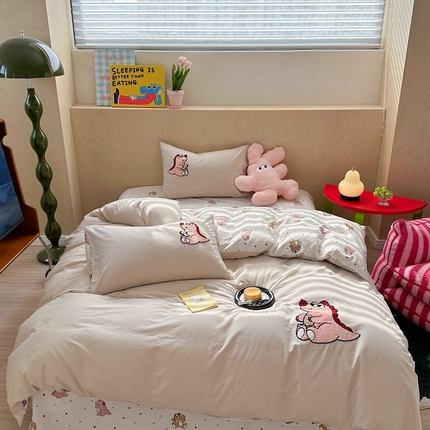 91家纺网 家纺一手货源 找家纺 （总）柚子YOUTH 2024新款40支全棉水洗棉印+绣跑量款四件套