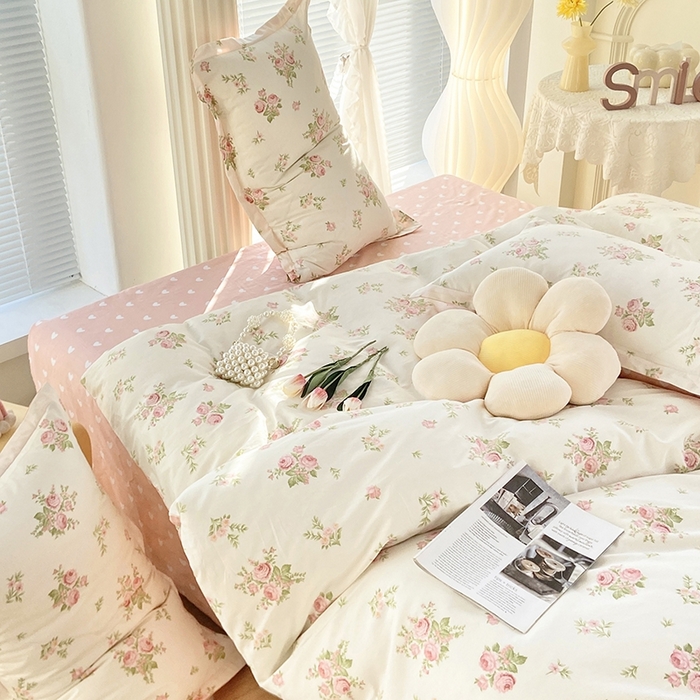 91家纺网 家纺一手货源 找家纺 珂博家纺 2024新款轻柔感全棉印花纯棉四件套 花团锦簇