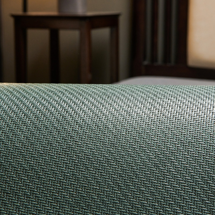 91家纺网 家纺一手货源 找家纺 青雅席业 2025新款半包印尼藤艾草无纺布席 艾草-绿