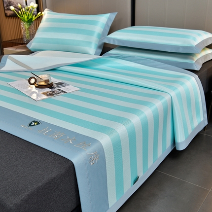 91家纺网 家纺一手货源 找家纺 （总）简一 2024新款A类经典条纹抗菌冰丝席