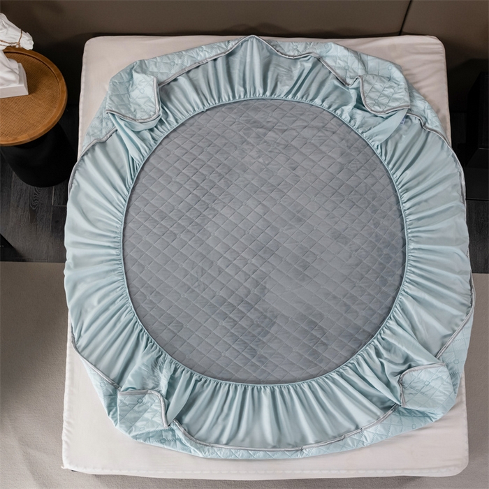 91家纺网 家纺一手货源 找家纺 OL家纺 2024新款单品天丝纯色床笠 浅蓝