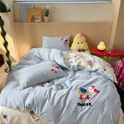 91家纺网 家纺一手货源 找家纺 （总）柚子YOUTH 2024新款40支全棉水洗棉印+绣跑量款四件套