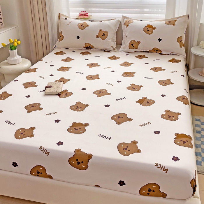 91家纺网 家纺一手货源 找家纺 好亿来家纺 2025新款亲肤磨毛单层床笠 布袋熊