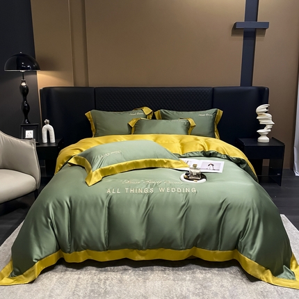 91家纺网 家纺一手货源 找家纺 （总）优悦生活馆 2024新款永恒款冰丝刺绣四件套-风格二